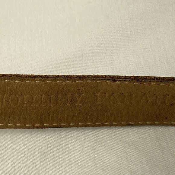 Johnny Farah Womens Skinny Belt M Medium Red Leather Brass Buckle - Picture 6 of 7